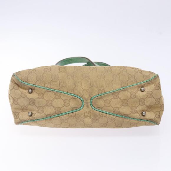 GUCCI GG Canvas Hand Bag Beige Green - Picture 9 of 12